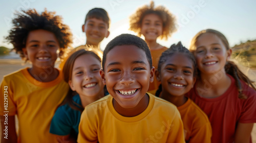 Happy smiles of multiracial children