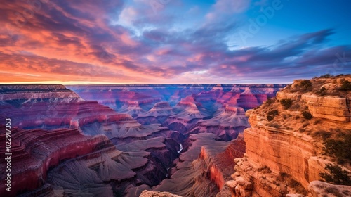 Serene Sunset at Grand Canyon. Generative AI