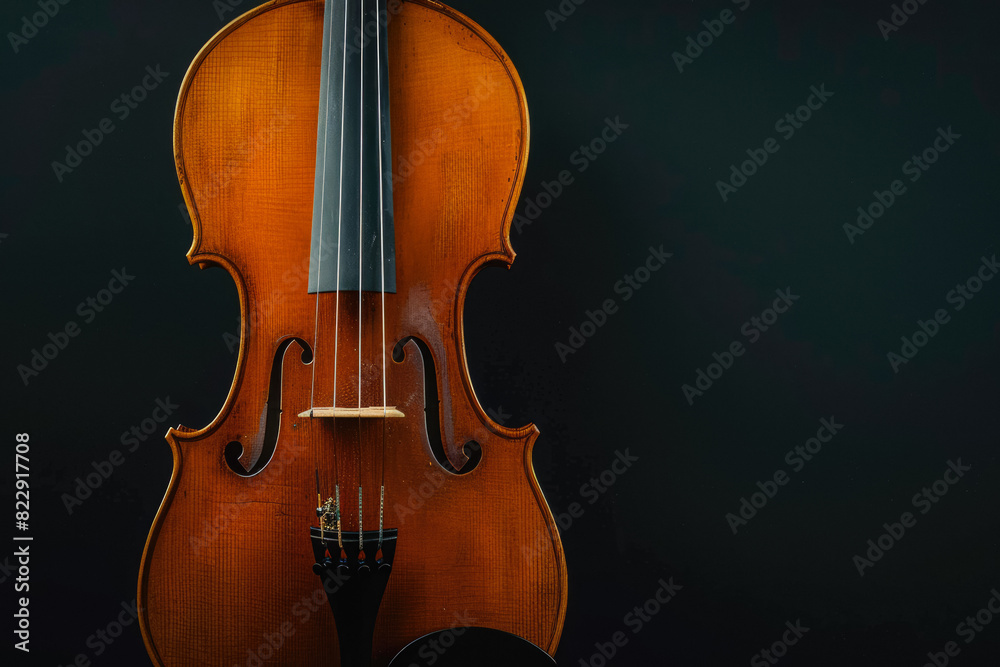 Classic Wooden Violin Closeup On Neutral Black Background Created Using Artificial Intelligence Classic Wooden Violin Closeup On Neutral Black Background Created Using Artificial Intelligence