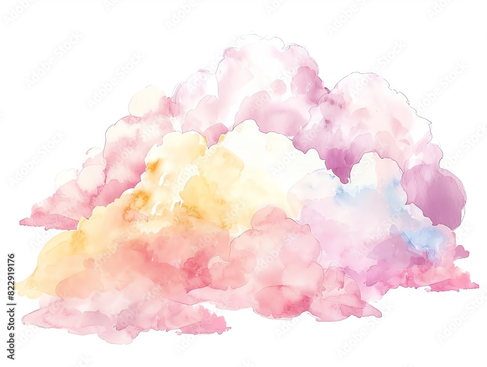 Fototapeta premium Enhance the beauty of this watercolor cloud. Make it look more realistic, detailed, and vibrant. Add depth and dimension to the clouds.