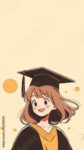 Hand drawn cartoon graduation girl illustration  © 俊后生