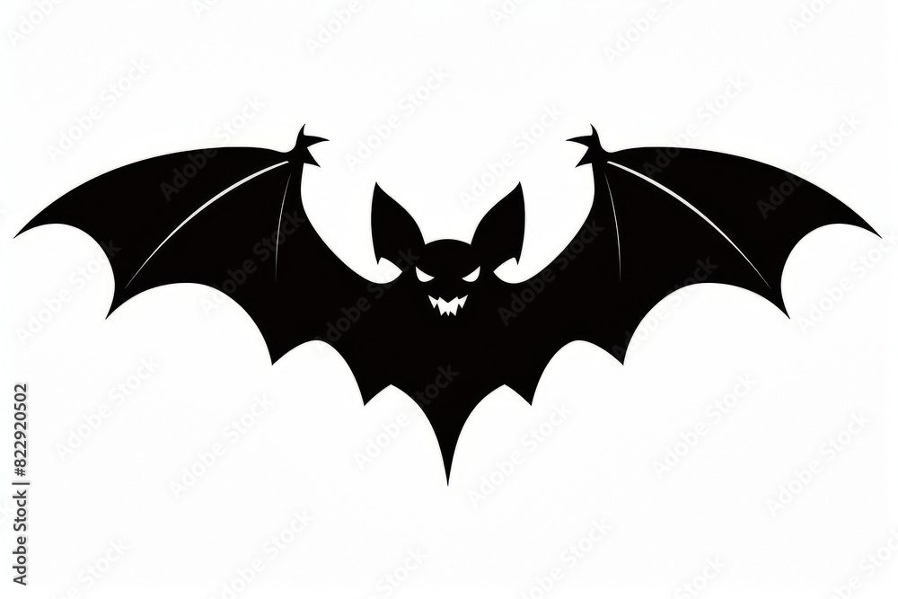 Fototapeta premium Bat with fangs on its wings and large black face.