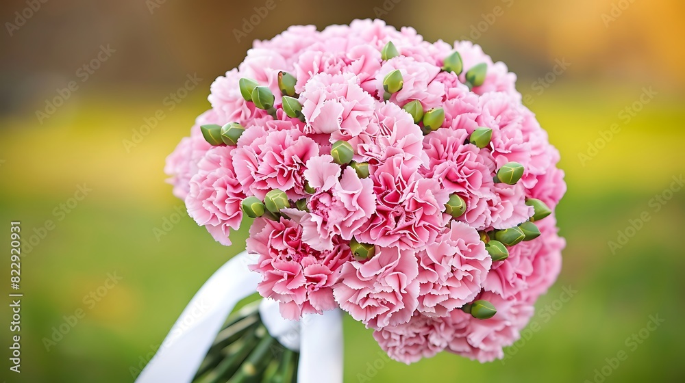 Beautiful wedding bouquet of pink carnations Beautiful wedding bouquet of pink carnations