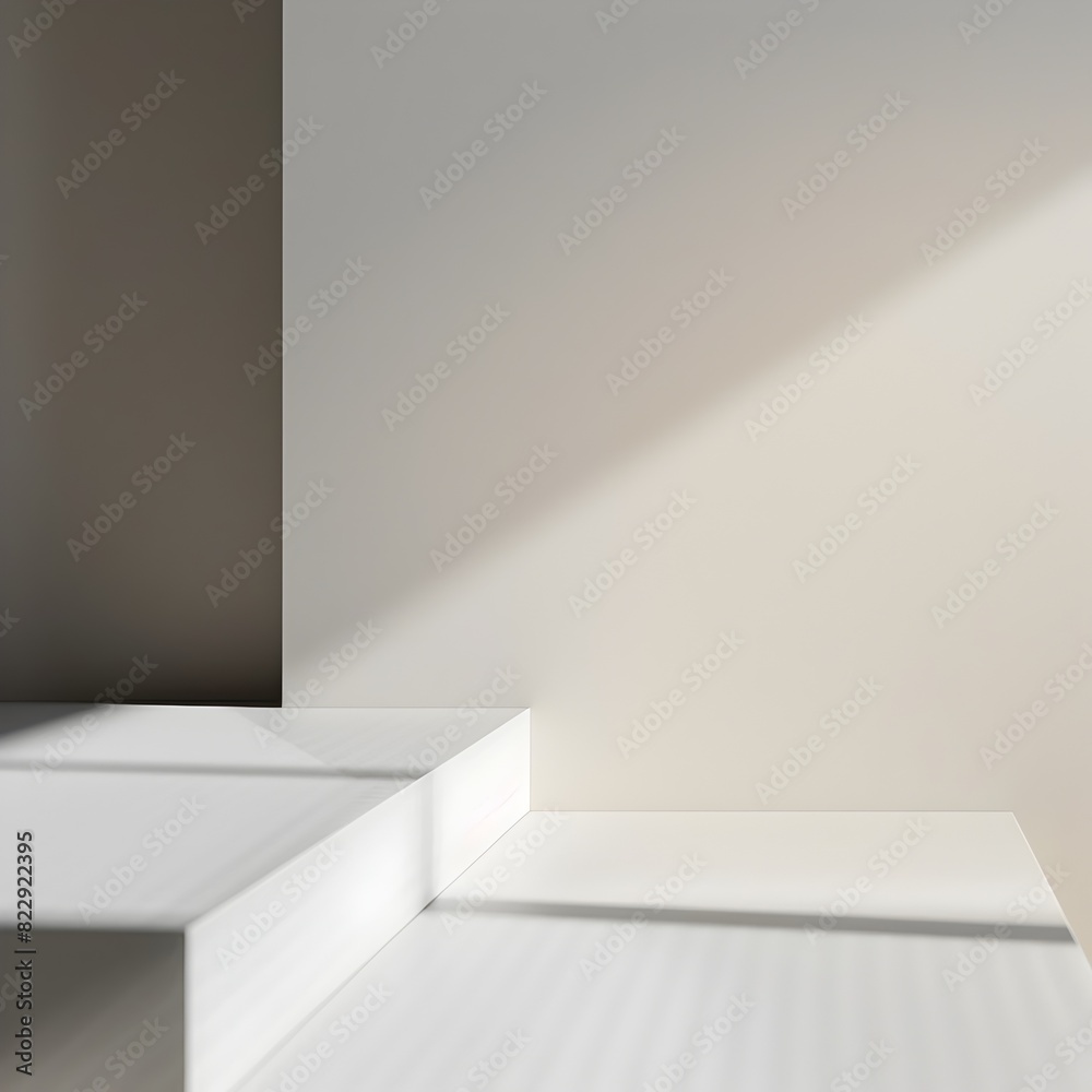 Minimalist Table Corner Basking in Soft Moody Light with Geometric Patterns