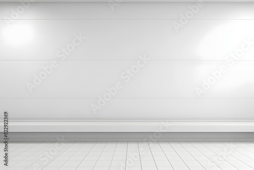 Bright Minimalist Interior Studio with Blank Wall Display © yelosole