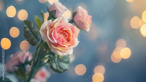 Decorated artificial flower against blur background