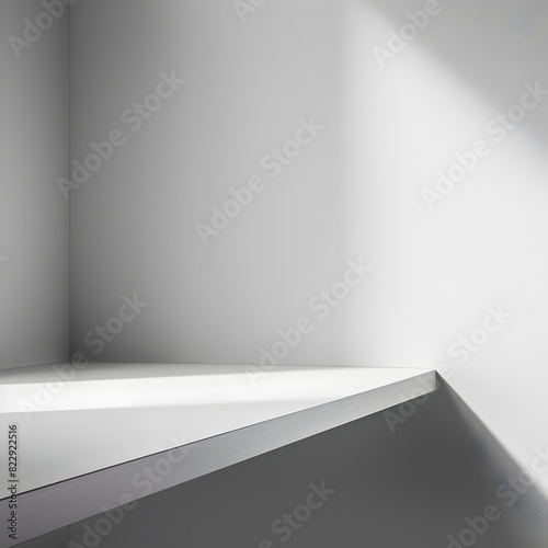 Minimalist Table Corner: Soft Overhead Lighting in a Clean, High-Definition Studio Setup © Kraiwit