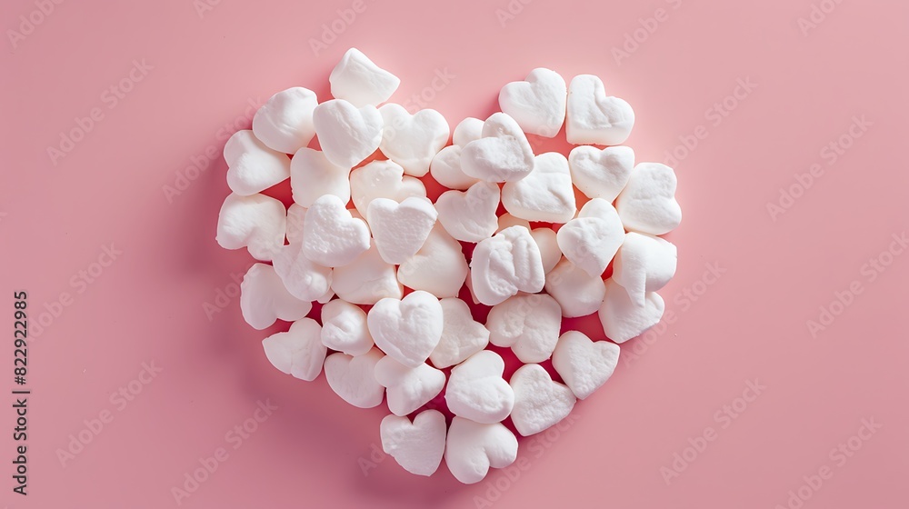 Marshmallow heaart on a pink background Marshmallow heaart on a pink background