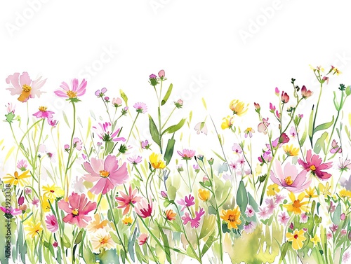 A beautiful watercolor painting of a field of flowers