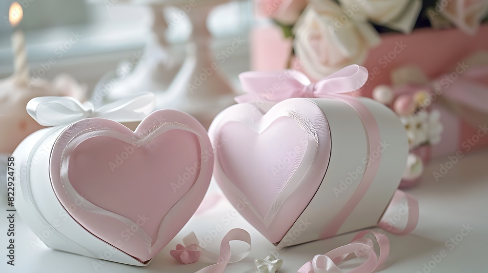 Pink and white heart box for wedding day Pink and white heart box for wedding day