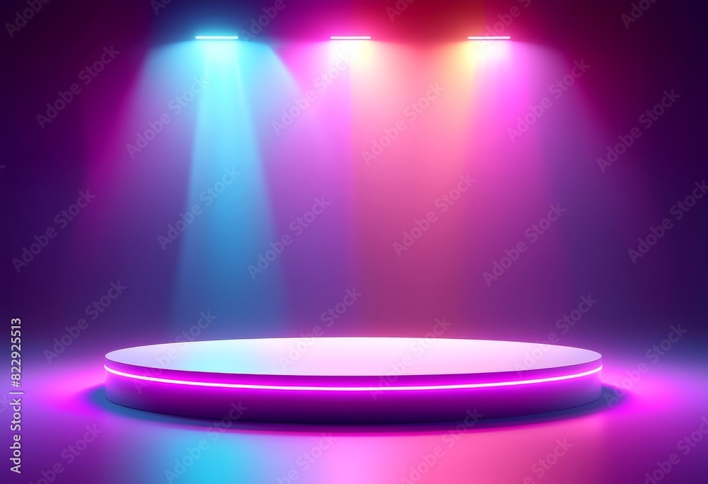 background platform lighting light modern front empty neon scene glowing presentation product podium colorful stand flare streaks stage mockup rainbow futuristic view spotlight sparkle background platform lighting light modern front empty neon scene glowing presentation product podium colorful stand flare streaks stage mockup rainbow futuristic view spotlight sparkle