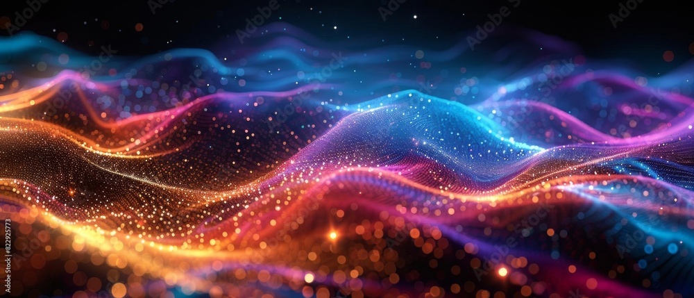 A journey through a sea of digital dreams, where waves of light and color dance in perfect harmony