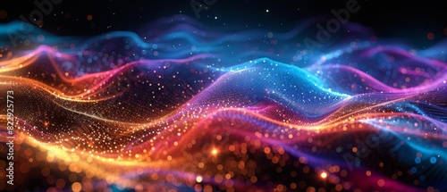 A journey through a sea of digital dreams, where waves of light and color dance in perfect harmony