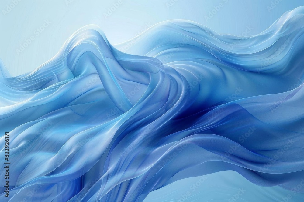 Create a 3D visualization of a blue silk cloth with soft folds Create a 3D visualization of a blue silk cloth with soft folds