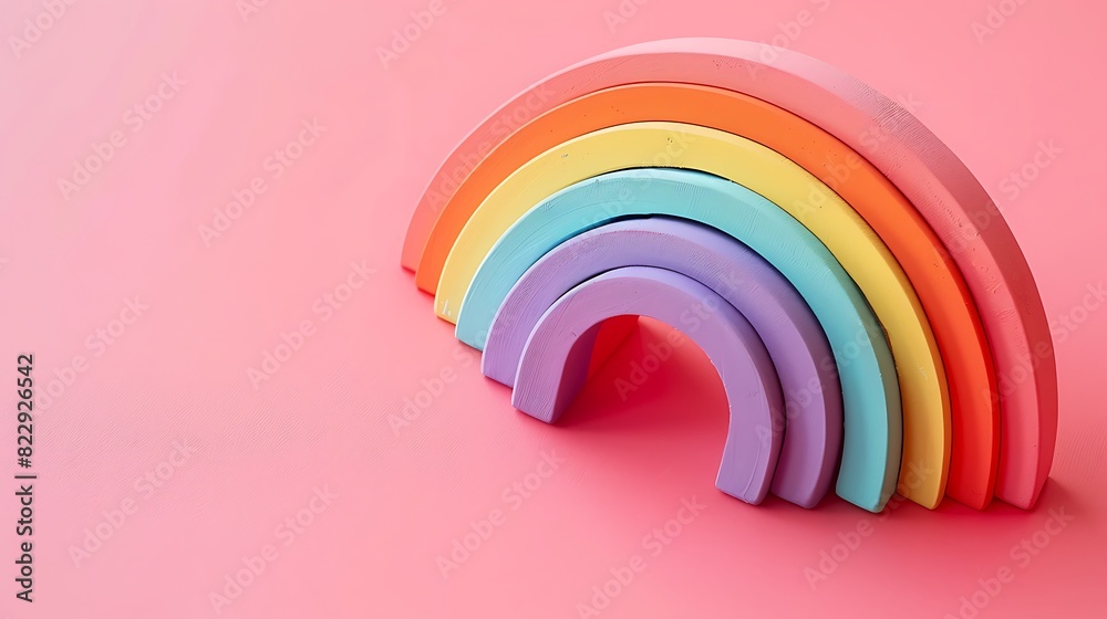 Obraz premium Rainbow Block Toy isolated on pink background