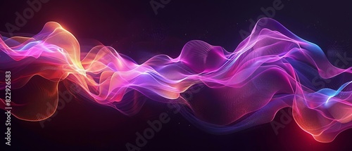 Create a seamless looping animation of a glowing, colorful, abstract, flowing, wavy pattern photo