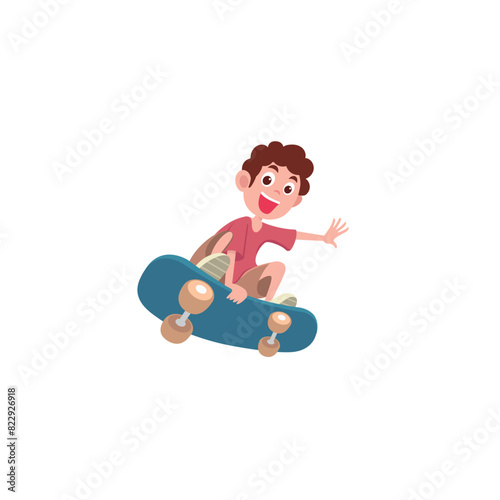 Surf skateboard boy lively sport cute vector