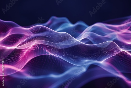 Create a seamless looping animation of a glowing blue and purple digital landscape with a subtle parallax effect photo