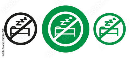 Sleep deprivation sign icon, Sleeping disorder symbol with bed sign in multi colors and styles, Sleepless signs, insomnia icon
