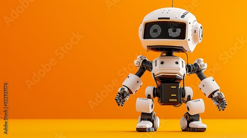 robot with battery over orange background © Emma