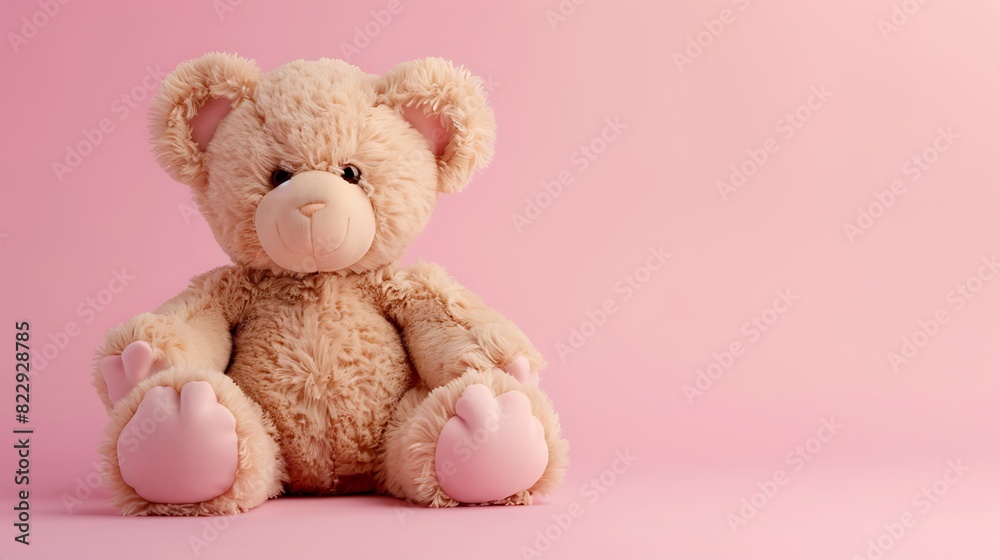 Sitting cute Teddy Bear fluffy toy with on pink background Sitting cute Teddy Bear fluffy toy with on pink background