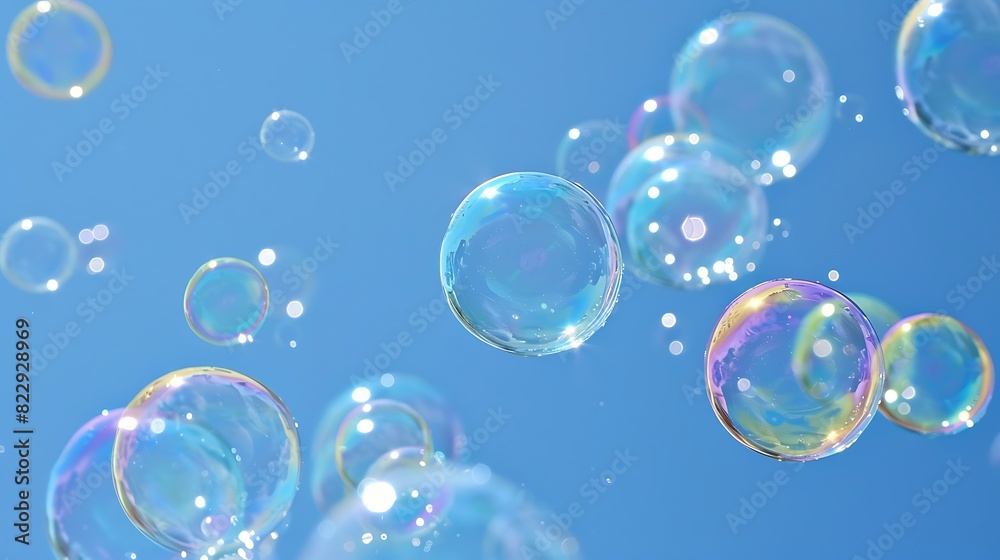 Soap bubbles against clear sky Soap bubbles against clear sky