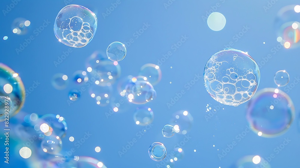 Soap bubbles against clear sky