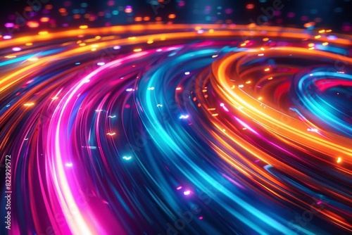 Create a seamless looping animation of glowing neon light trails