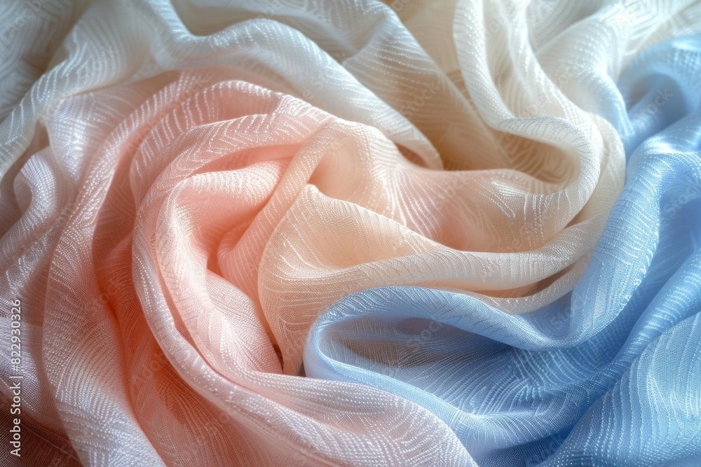 Generate an image of a rainbow chiffon fabric with a soft, flowing texture and a beautiful sheen.