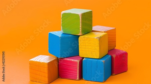 Toy blocks isolated on orange background