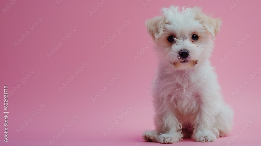 Toy puppy on pink background Toy puppy on pink background