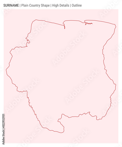 Suriname plain country map. High Details. Outline style. Shape of Suriname. Vector illustration. photo