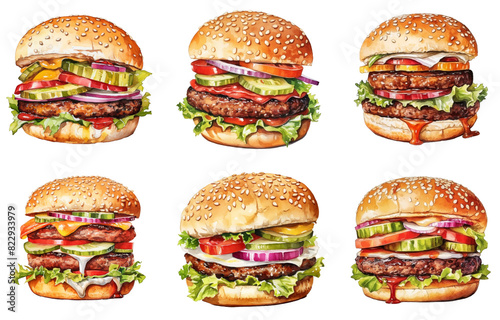 Hamburger Png Illustration Set