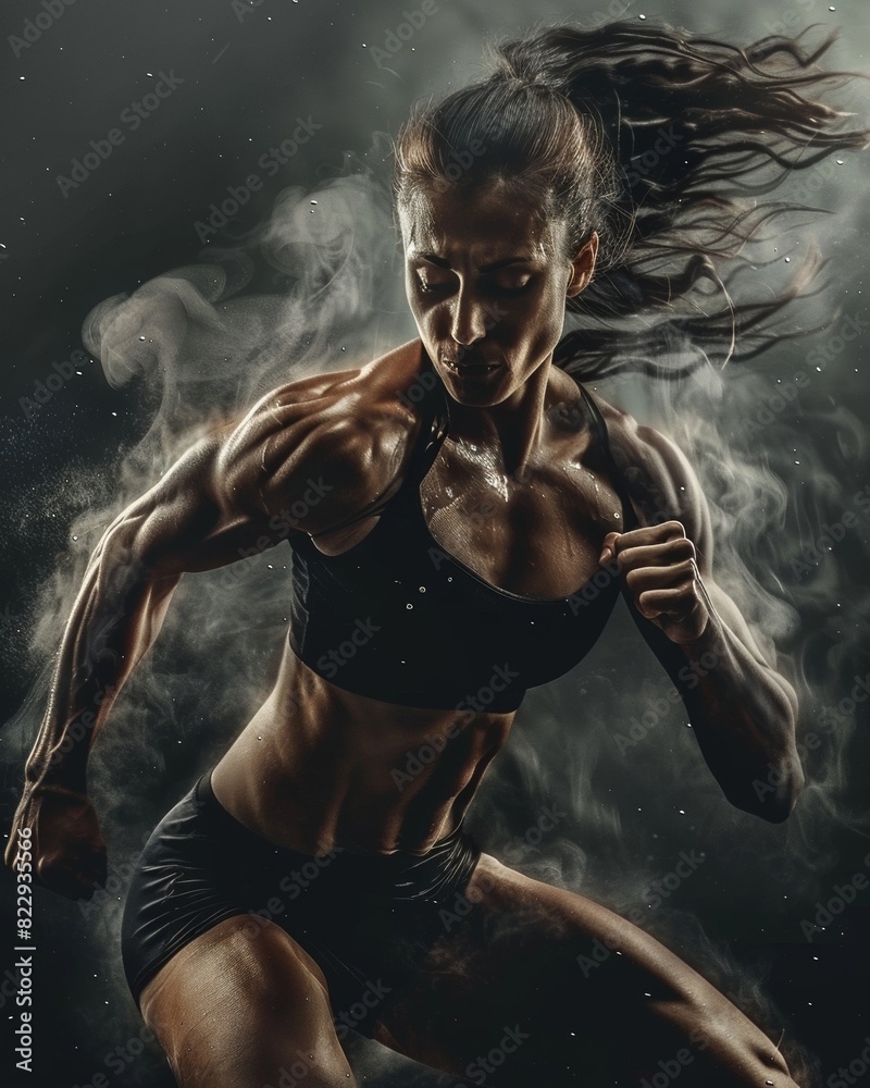 Obraz premium Female Athlete in Action Demonstrating Strength 