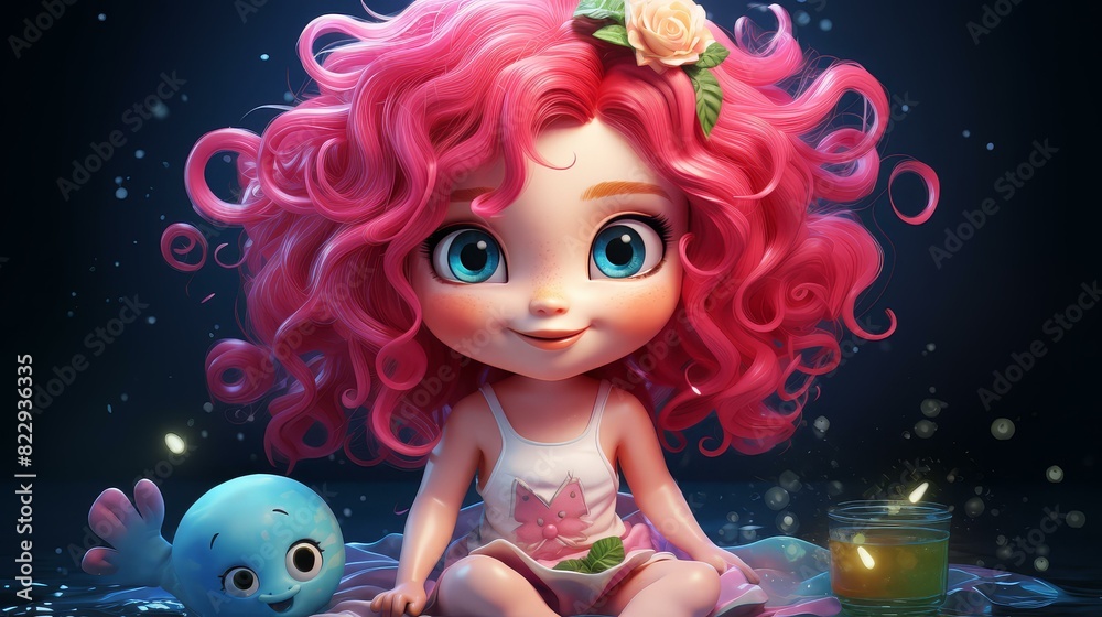 Chibistyle, cartoony river scene with vivid, playful colors. Chibistyle, cartoony river scene with vivid, playful colors.