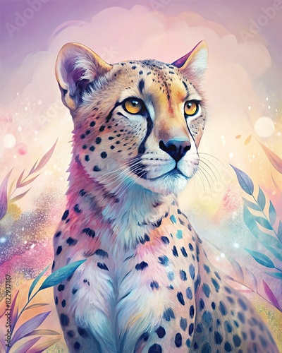 cheetah animal abstract wallpaper in pastel colors