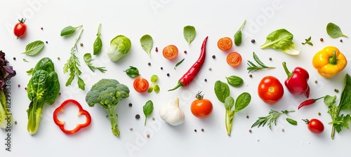 Assorted banner organic vegetables on white background for healthy eating concept and nutrition education