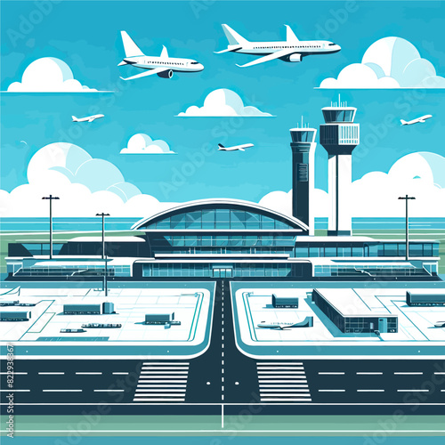 vector of airport in white background  