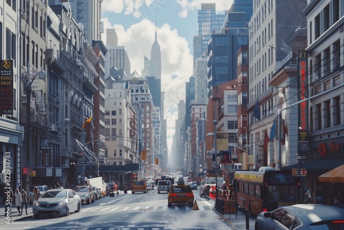 New York City, scenic shot, bustling city, street view with traffic © Talius Designs