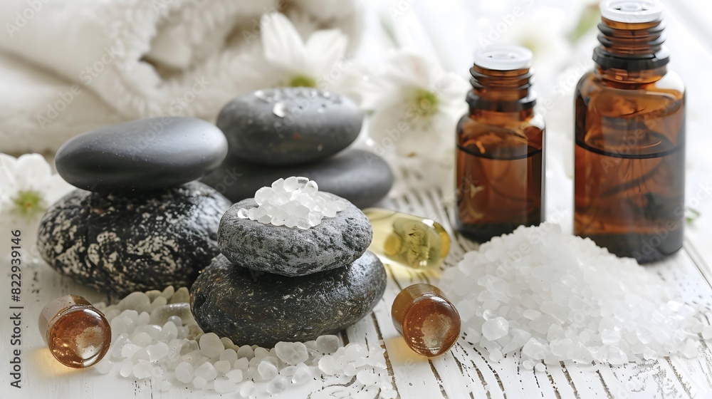 Cosmetic bottle containers, skin cream with flowers. Natural beauty and spa concept, Top view on white wood table background. Cosmetic bottle containers, skin cream with flowers. Natural beauty and spa concept, Top view on white wood table background.