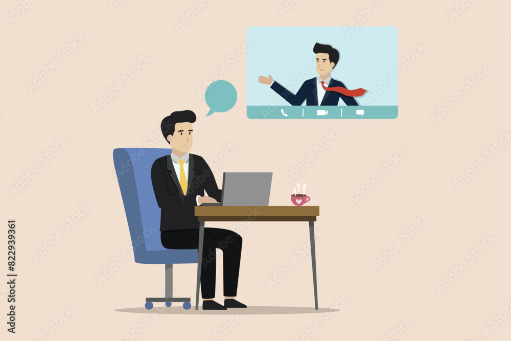 Online meeting, online discussion, businessman using remote technology working for video conference with online team concept. Online meeting, online discussion, businessman using remote technology working for video conference with online team concept.