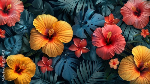 Wallpaper Mural Minimalist Tropics: Seamless Floral Summer Vibes Torontodigital.ca