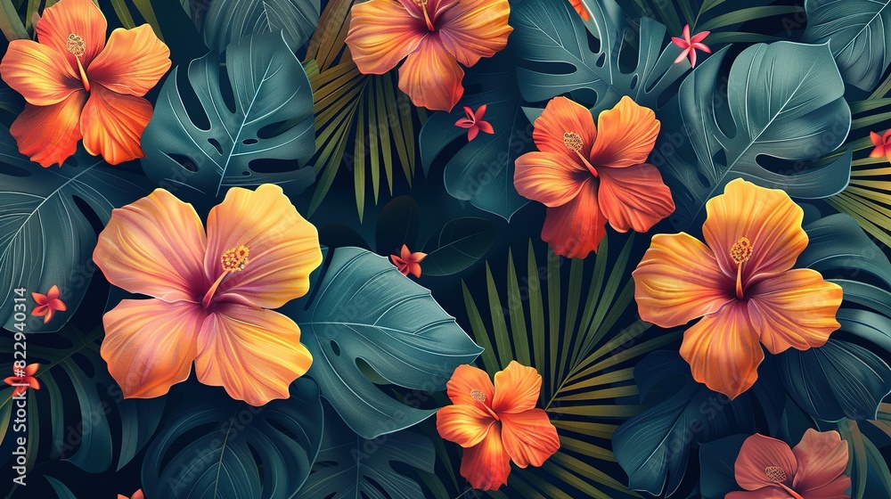 Effortless Elegance: Tropical Floral Seamless Pattern Effortless Elegance: Tropical Floral Seamless Pattern