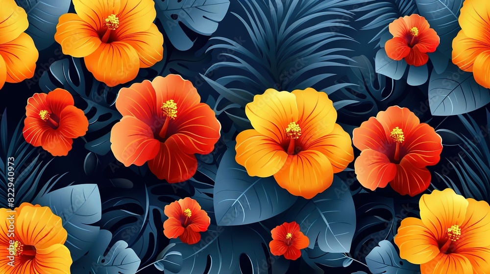 Tropical Zen: Simplistic Seamless Floral Pattern Tropical Zen: Simplistic Seamless Floral Pattern