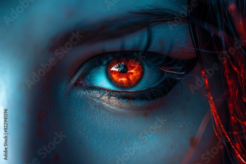 vibrant red female devil eye photo