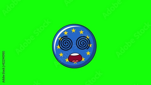 flag of europe Face with spiral eyes, hypnotized expression
