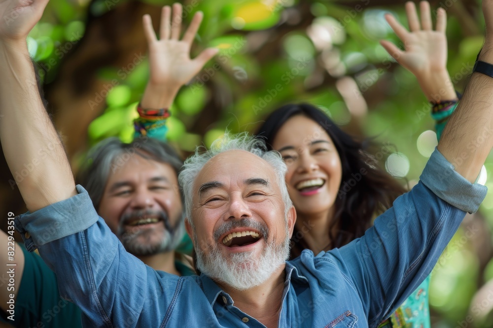Portrait of happy senior asian family having fun in the park Portrait of happy senior asian family having fun in the park