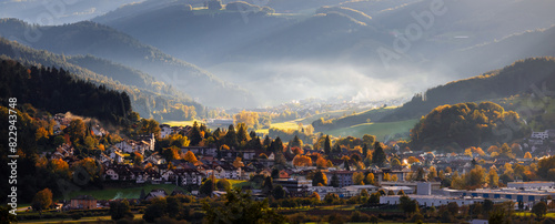 Panoramic view of Haslach im Kinzigtal is a small city in the Black Forest in Germany. photo