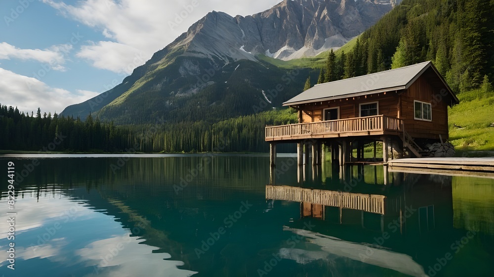 Tranquil Mountain Lake Enveloped in Soft Mist: A Scenic Escape, Green Lake Partially Frozen Over in Winter: A Serene Winter Wonderland, Vibrant Green Lake Between Mountains: A Nature Lover's Paradise,