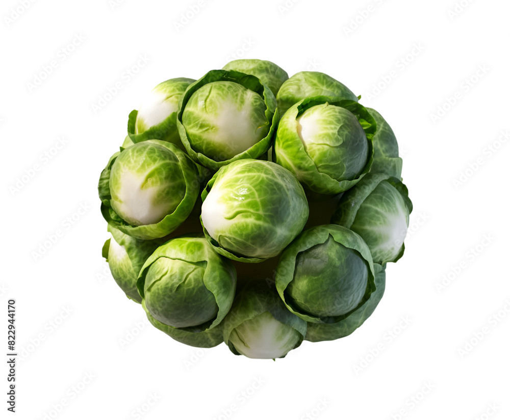 Compact Brussels Sprout isolated on transparent background Ai generative. Compact Brussels Sprout isolated on transparent background Ai generative.
